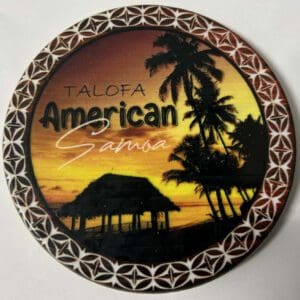 American Samoa sunset souvenir magnet with palms