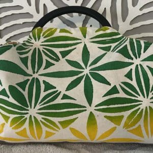 Green and yellow floral-patterned handbag
