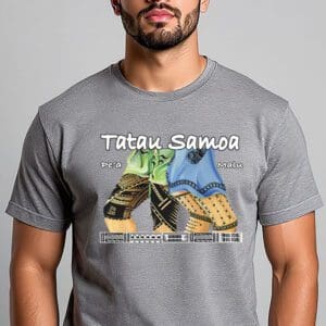 Man in gray Tatau Samoa graphic tee