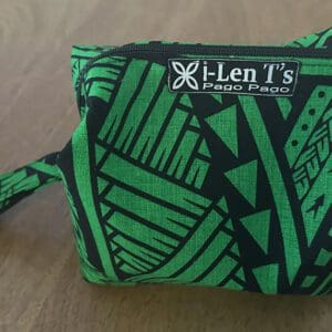Small green and black tribal-patterned zipper pouch