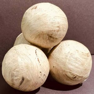 Stacked natural white decorative wooden spheres