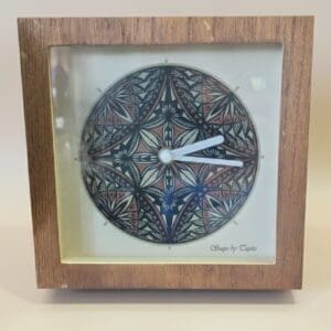 Square wooden frame mandala clock