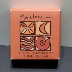 Orange turmeric bar soap box with icons
