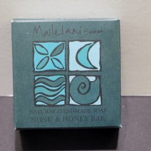 Teal handmade soap box with nature icons