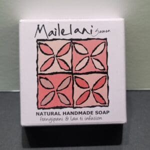 Mailelani natural handmade soap box, pink tiles