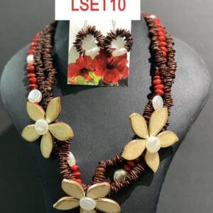Tropical beaded shell necklace and earrings